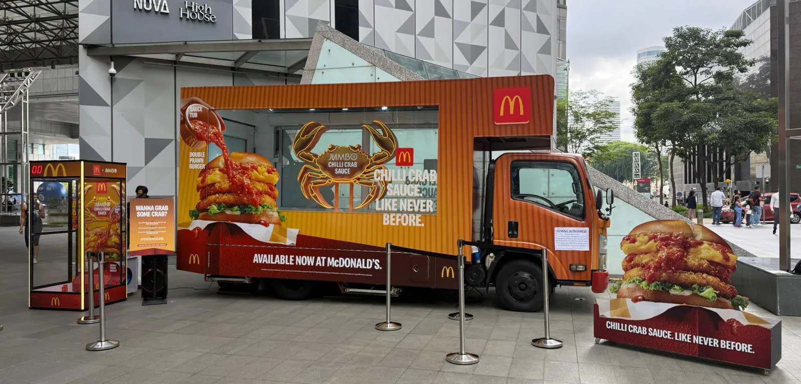 McDonald’s mobile advertising truck activation outside a mall in Singapore